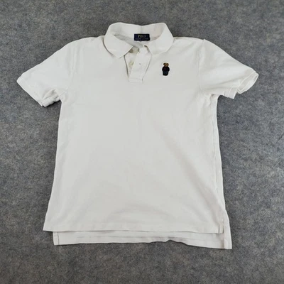 Polo Ralph Lauren Polo Shirt Men Small White Collared 1/4 Button Teddy Bear Logo - Image 1 of 4