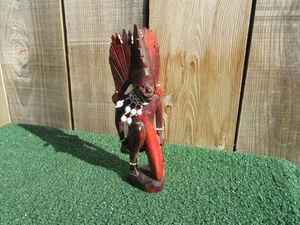 Vintage Tribal African Massai Wood Beaded Carved Medicine Man Statue Figure 9" - Picture 1 of 8