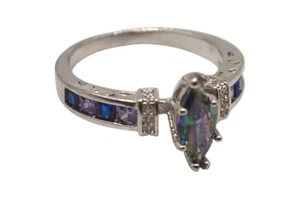 Sterling Silver Ring – Size 9 – 3.69g .925 – Mystic Topaz & Purple Accents - Picture 1 of 12