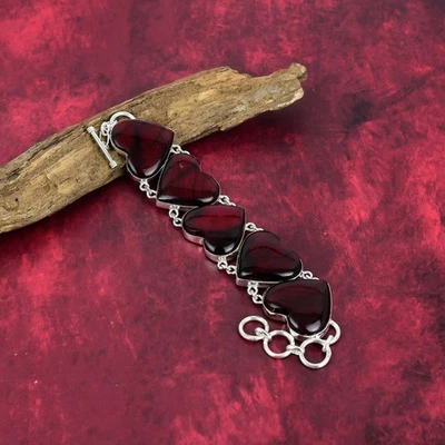 Red Flash Labradorite Gemstone 925 Sterling Silver Jewelry Bracelet Gift For Her - Image 1 of 4