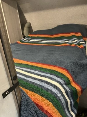 Pendleton Sherpa Fleece Serape Queen Blanket Reversible Camp Stripe - Image 1 of 4