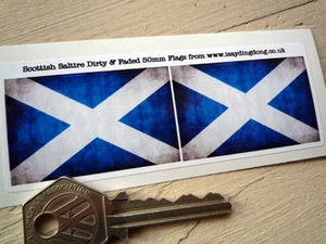 Scottish Saltire Flag Dirty & Faded pair 50mm Car/Motorcycle Stickers Scotland - Picture 1 of 1