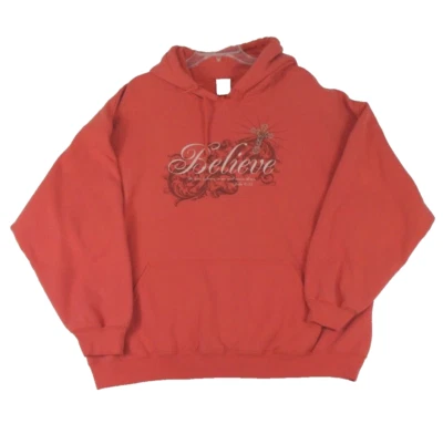 Gildan Heavy Blend Women's 2XL Orange Hoodie Pullover Believe Graphic John 6:35 - Image 1 of 4