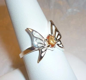 Anillo solitario de zafiro amarillo mariposa talla 6,5 con caja de regalo único - Imagen 1 de 10