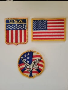 Vintage American Flag Sew-On Patchs United States Stars & Stripes - Picture 1 of 2