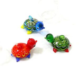 3PCS Floating Glass Sea Turtle Mini Figurine Pendant Aquarium Fish Tank Decor