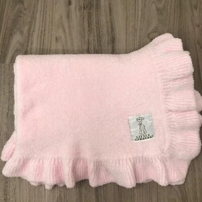 Little Giraffe Pink Feather Yarn Chenille Soft Knit Baby Girl Blanket Lovey - Image 1 of 4