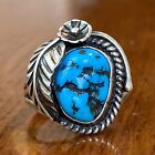 vintage Fred Thompson Navajo Sterling Silver Turquoise Ring - Size 6.25