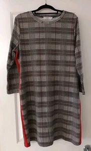 TEMT Collection Dress XL stretchy Black Cream Red Houndstooth - Picture 1 of 6