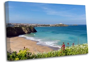 Newquay Tolcarne beach North Cornwall Wall Canvas Wall Art Picture Print - Picture 1 of 7