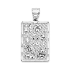 Solid White Gold Lucky Charm Pendant in 10 or 14k, Good Luck Charm For Women - Picture 1 of 5
