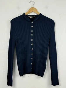 Vintage St. John For I Magnin dunkelblau Henley Pullover abgenutzt Damen Small - Bild 1 von 10