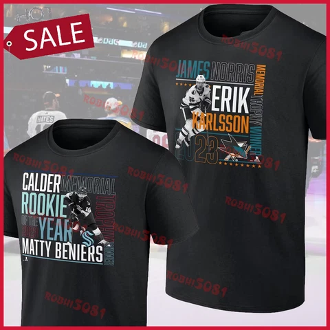NEW -  Erik Karlsson, Matty Beniers 2023 Calder, Norris Trophy Winner T-shirt Cover