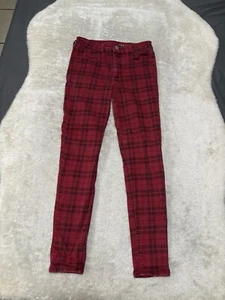 American Eagle Next Level Stretch Ho Rise Jegging Red Plaid Pants Size 6 R 28x28 - Picture 1 of 8