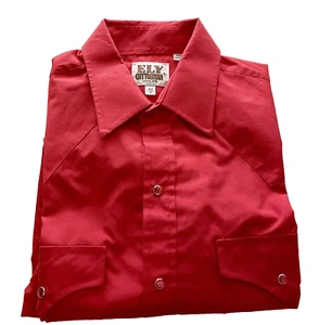 VTG Ely Cattleman red short sleeve men’s shirt M-15 1/2 vibrant red pearl snaps - Picture 1 of 17