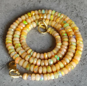 Cadena de ópalo Welo Etiopía colores miel facetada plata de ley 925 única K644 - Imagen 1 de 6