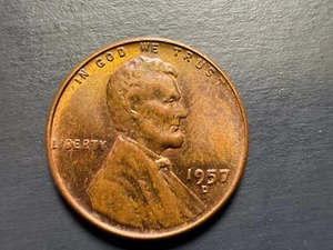 1957D Lincoln Wheat Penny BIE Filled in B Die Chip Error Coin - Picture 1 of 9