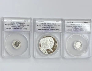 2015 March of Dimes Set - Roosevelt Commemorative ANACS PR70 DCAM (3 Coins) - Picture 1 of 4