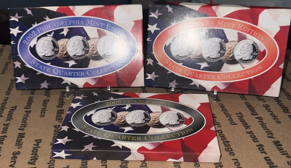 2002 CSN State Quarter Collection Gold Denver Philadelphia 3 Sets - Image 1 of 4