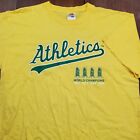 Fruit Of The Loom T-Shirt Men's Large Yellow Oakland A's Athletics Mlb Baseball
