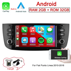 6.2" Carplay Android 13 Car Radio For Fiat Punto Linea 2010-2016 Stereo GPS Navi - Picture 1 of 22