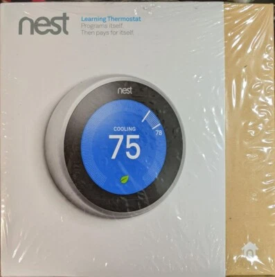 Google Nest 3rd Gen Smart Learning Thermostat Stainless Steel (T3007ES) NIB - Image 1 of 4