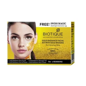 Biotique Gold Radiance Facial Kit With Gold Bhasma For Glowing Skin 75gm - Picture 1 of 8