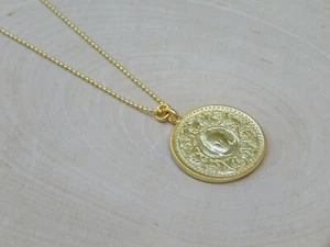 14k Gold Filled Buddha Medallion Necklace, Gold Coin Necklace, Buddhist Jewelry - Picture 1 of 5