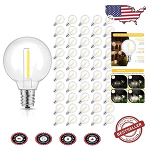 Dimmable 50-Pack G40 LED Light Bulbs - Shatterproof E12 for Indoor/Outdoor Use - Picture 1 of 11