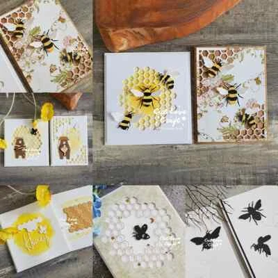 Bees Honeycomb Background Letters Honey Bear Metal Cutting Dies Card Craft