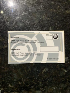 BMW # E28 E30 E31 E32 E34 E60 Z8 Spark Plug Service Sticker (1 ) #01399791390 - Bild 1 von 6
