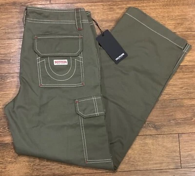 Calça de carga militar True Religion feminina Big T Kalamata Olive tamanho 26 MSRP $139 - Imagem 1 de 4