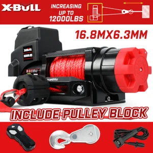 X-BULL 12V Electric Winch Trailer Winch 6000LBS Synthetic Rope 4WD Car ATV BOAT - Picture 1 of 12
