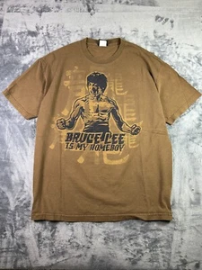 Vintage Bruce Lee Is My Homeboy T-Shirt Brown Martial Arts Graphic Tee Size XL - Picture 1 of 9