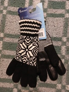 Isotoner Smart DRI Handschuhe schwarz Schneeflocke Leder Handfläche Einheitsgröße  - Bild 1 von 3