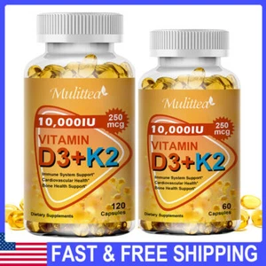 Vitamin K2 (MK7) with D3 10,000 IU Supplement, BioPerine Capsules, Immune Health - Picture 1 of 12