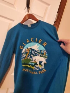 Camisa Montana Parque Nacional Glaciar Adulto Talla Grande Azul Manga Larga Camiseta - Imagen 1 de 5