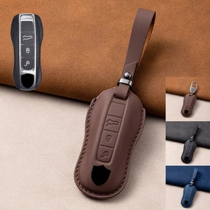 Genuine Leather Car Key Case Cover For Porsche Taycan Cayenne 911 992 Panamera - Picture 1 of 20