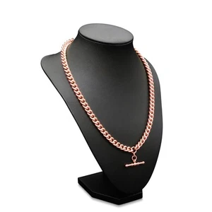 18ct Heavy Rose Gold Plated Euro Chain Necklace with T Bar - Foto 1 di 7