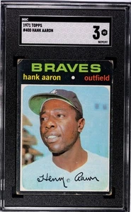 1971 Topps #400 - Hank Aaron Salón de la fama - Atlanta Braves - SGC 3 - En muy buena condición - Imagen 1 de 2