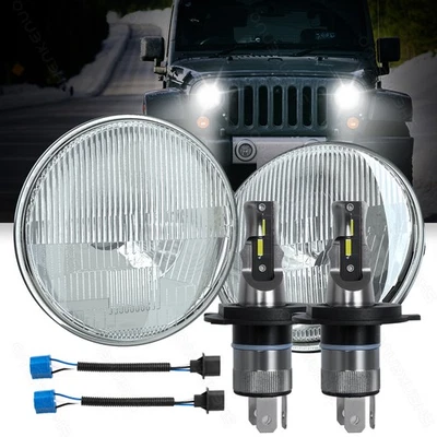 For Chevrolet Chevy II 1964-1967 2PCS 7" inch Round LED Headlights Hi/Lo Beam - Image 1 of 4