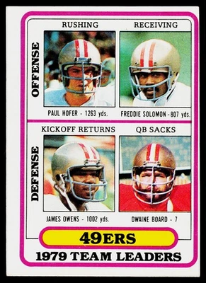 Hofer/Solomon/Owens/ Dwaine Board TL, CL, 1980 Topps, #526, San Francisco 49ers, - Image 1 of 2