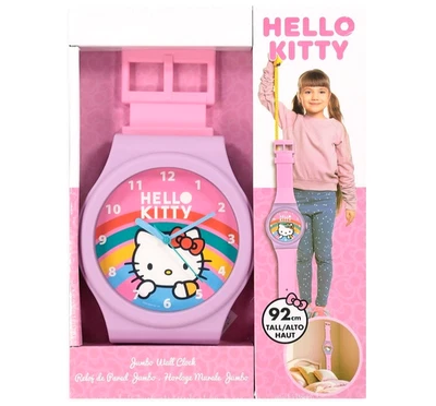 HELLO KITTY Jumbo Watch Wall Clock Giant Purple & Pink Kids Room Nursery 92cm - Image 1 of 4