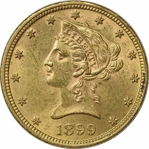 1899 $10 Gold Liberty Head AU Slider Uncertified #858 - Picture 1 of 2