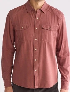 New Lucky Brand Men's Long Sleeve Western Pearl Snap Shirt Marron Rust Large - Picture 1 of 6