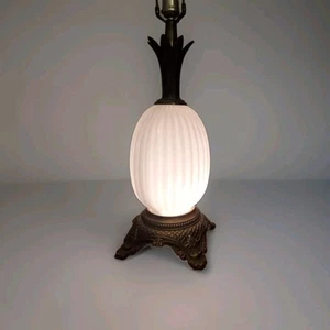 Vintage Ananas Tischlampe Lusterware irisierend Messing 2 Leuchten Hollywood Glam - Bild 1 von 13