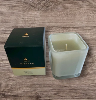 Thymes FRASIER FIR NEEDLES CEDAR SANDAL WOOD Candle in Glass Jar 5 Oz NEW IN BOX - Image 1 of 3
