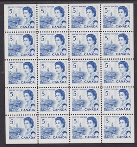 Canada Sc 458b MNH. 1967 5c blue QEII definitve, Miniature Pane of 20, fresh, VF - Picture 1 of 1