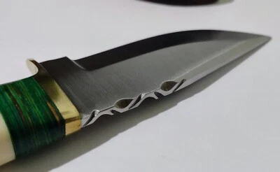 CUCHILLO BOWIE CELTA DE CAZA A TOPE REDONDO CON ESTUCHE LIMA DE HUESO BLANCO ¡FUNCIONADO!!! Foto 1 de 4