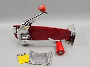 Vintage Dazey DeLuxe Model 80 Red & Chrome Wall Mount Swivel Manual Can Opener - Picture 1 of 15